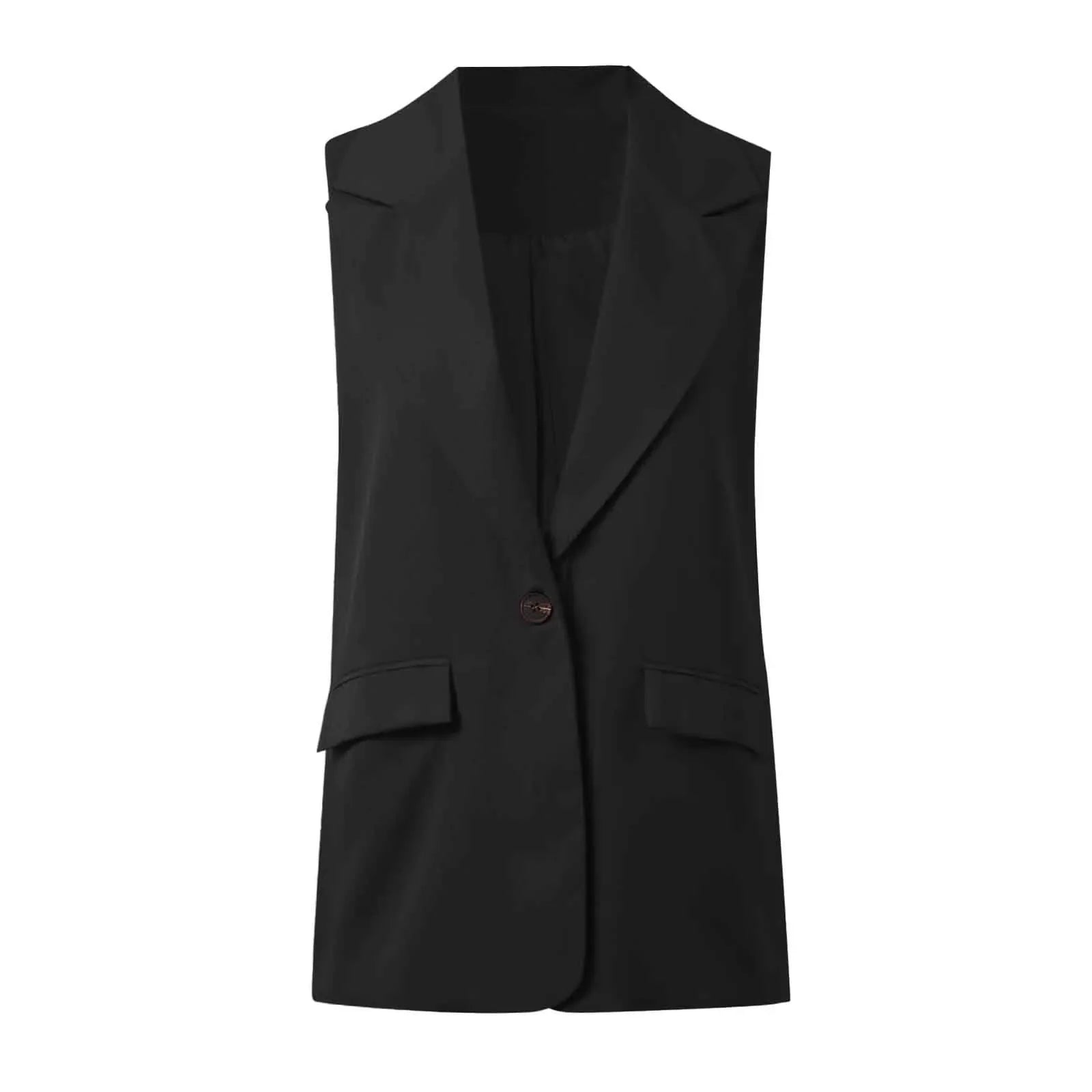 Sleeveless Single Button Slim Fit Blazer Vest