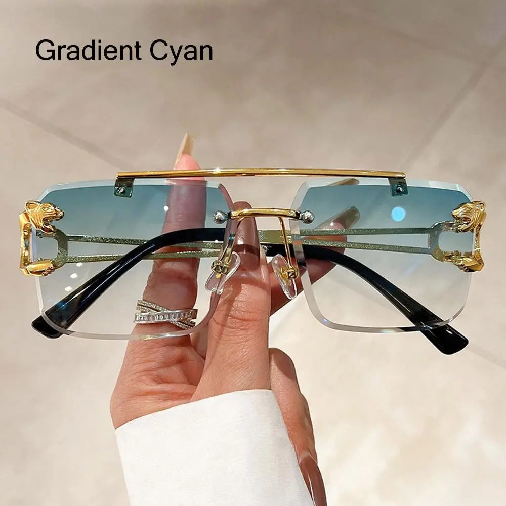 Cheetah Sun Glasses Shades Double Bridge Gradient UV400 Eyewear