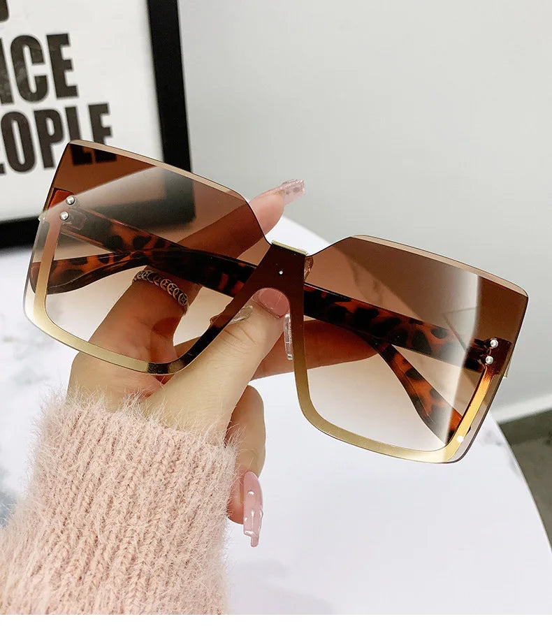 European & American Style Half-frame Metal Anti-UV Slip Sunglasses