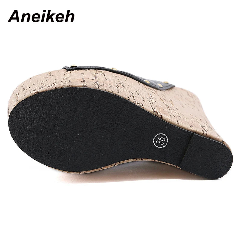 Aneikeh 2025 Summer Fashion Open Toe Sandals Platform Super High Heels