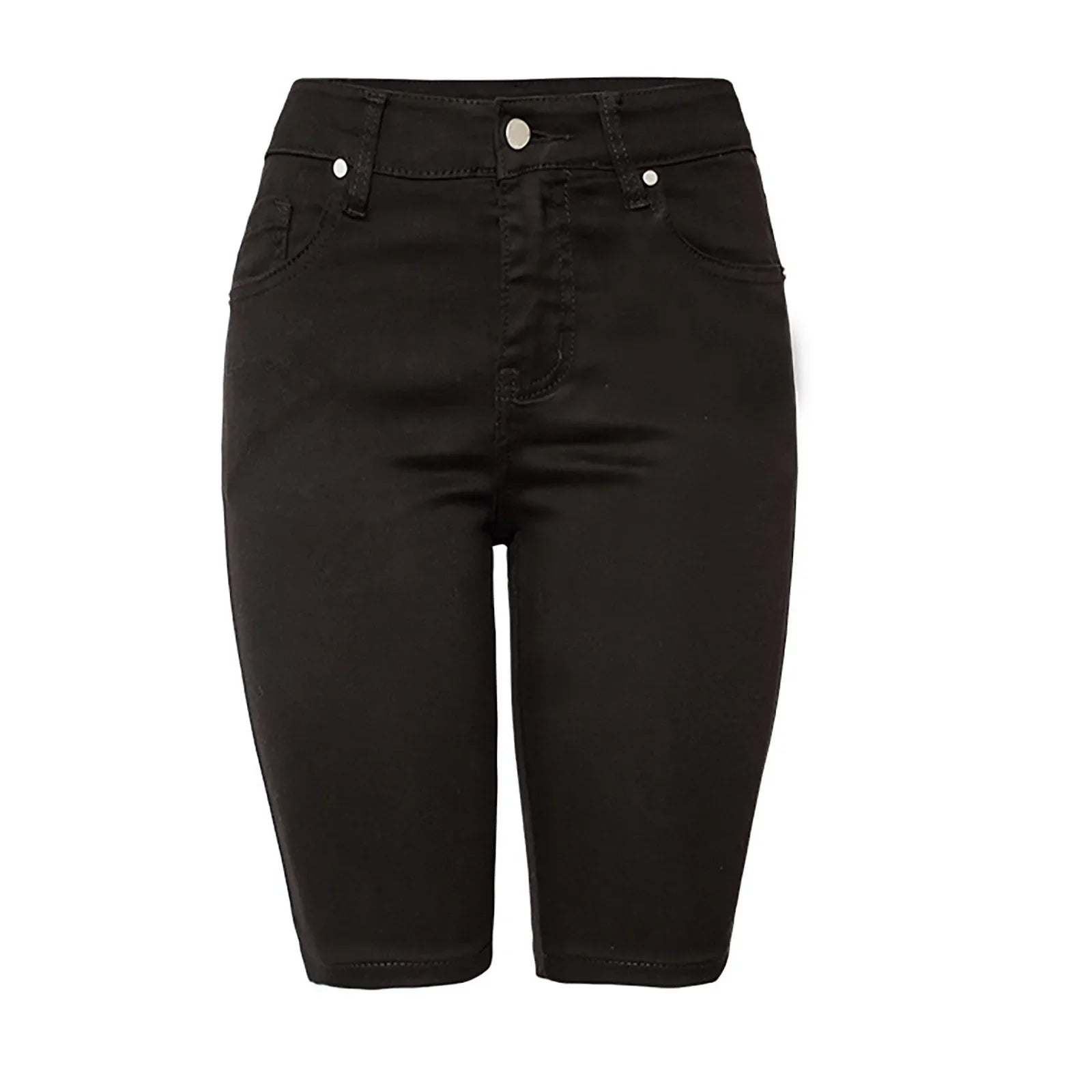 High Waist Denim Shorts - Black Retro Style