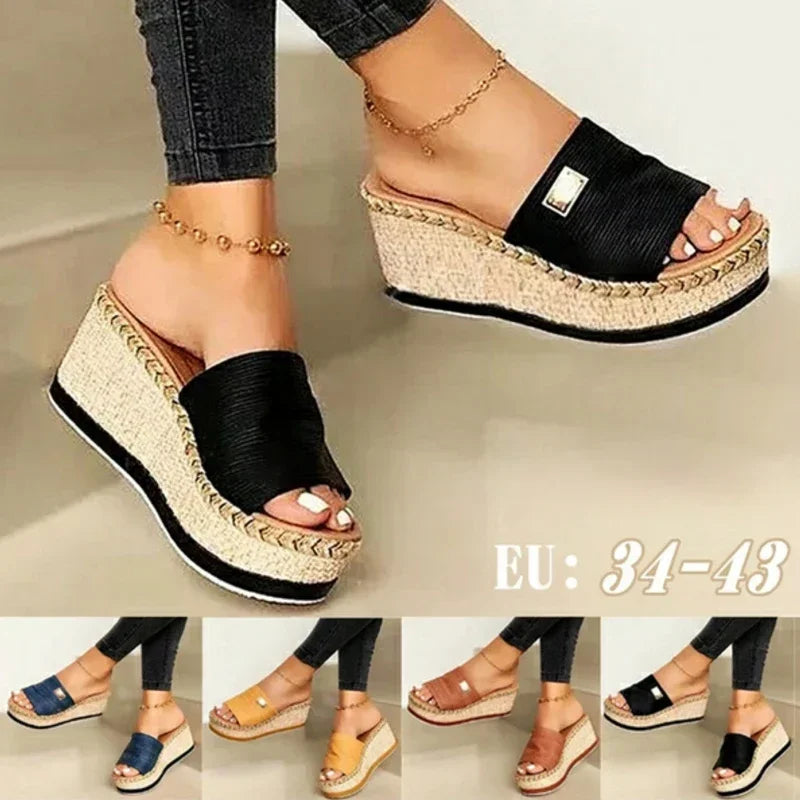 Womens High Heel Sandals Ladies Thick Bottom Casual Slippers Summer