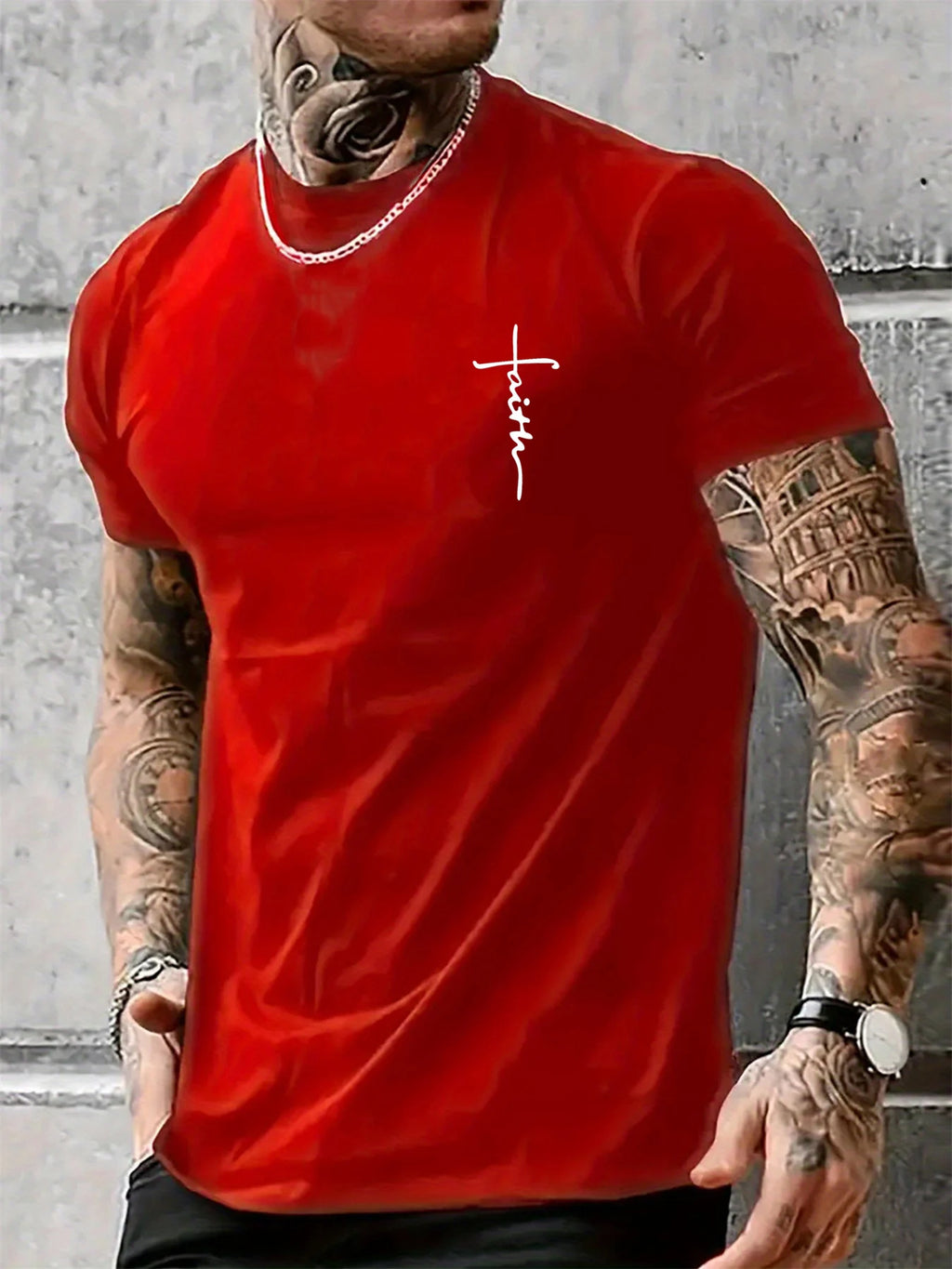 Summer men's 100% pure cotton casual loose fit plus size cross faith