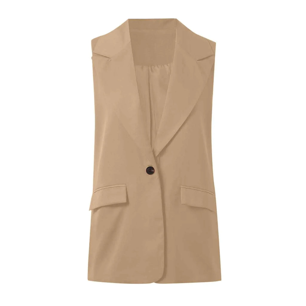 Sleeveless Single Button Slim Fit Blazer Vest