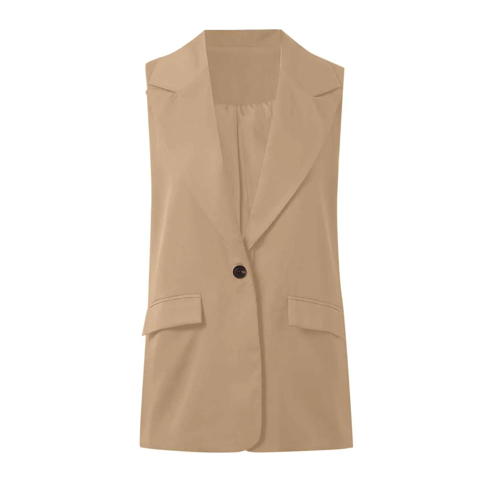 Sleeveless Single Button Slim Fit Blazer Vest