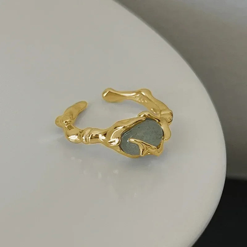 Vintage White Enamel Metal Irregular Shape Geometric Open Adjustable Ring for Women Girl Jewelry Birthday Gifts Anillo Hombre