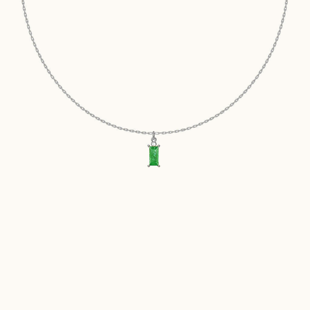 Sage Green Rectangle Gem Necklace
