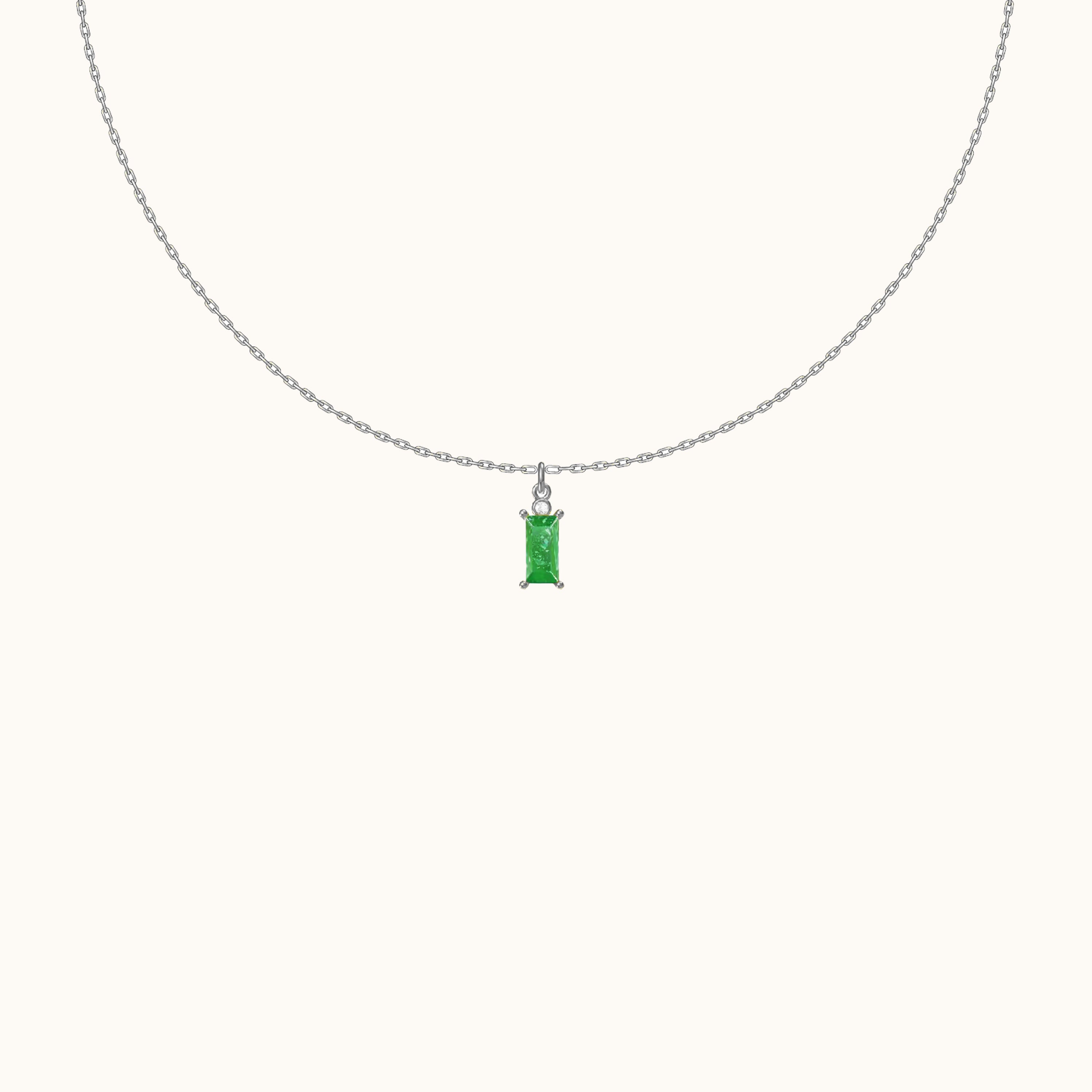 Sage Green Rectangle Gem Necklace