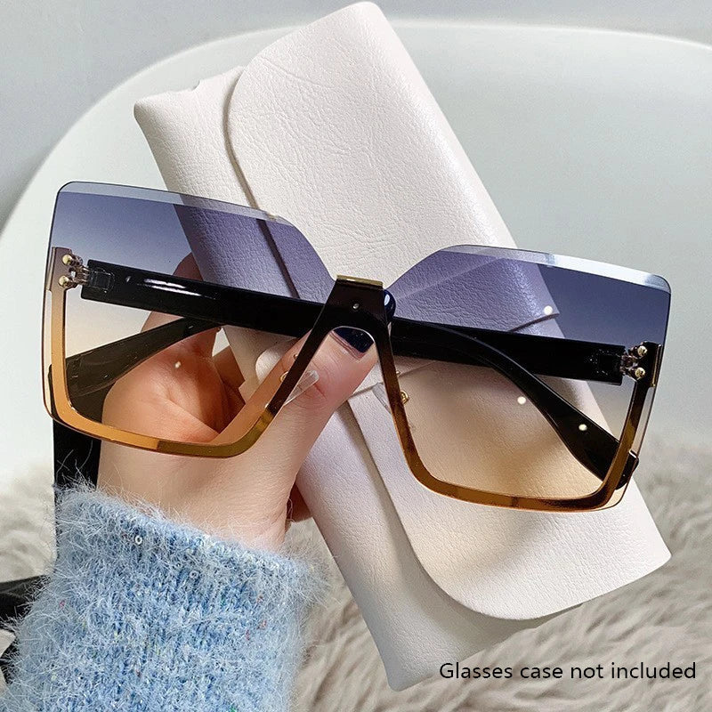 European & American Style Half-frame Metal Anti-UV Slip Sunglasses