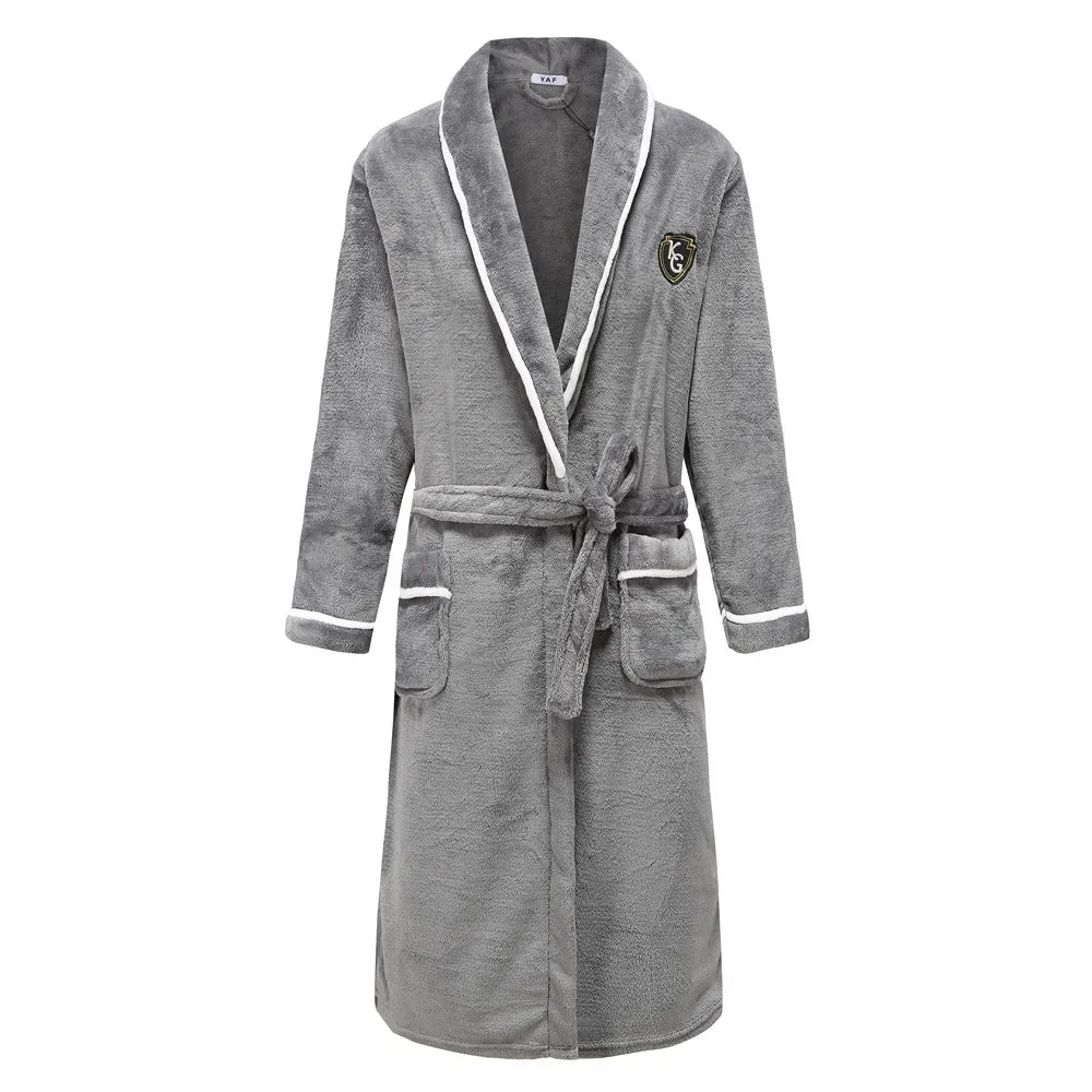 Thicken Warm Flannel Couple Robe Lounge Wear Winter Kimono Bathrobe Gown Sleepwear
