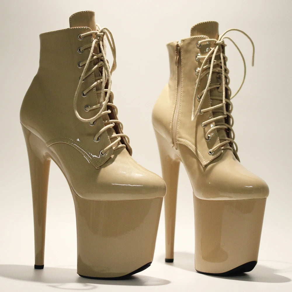 20CM/8inches patent upper Pole dancing shoes High Heel platform Boots