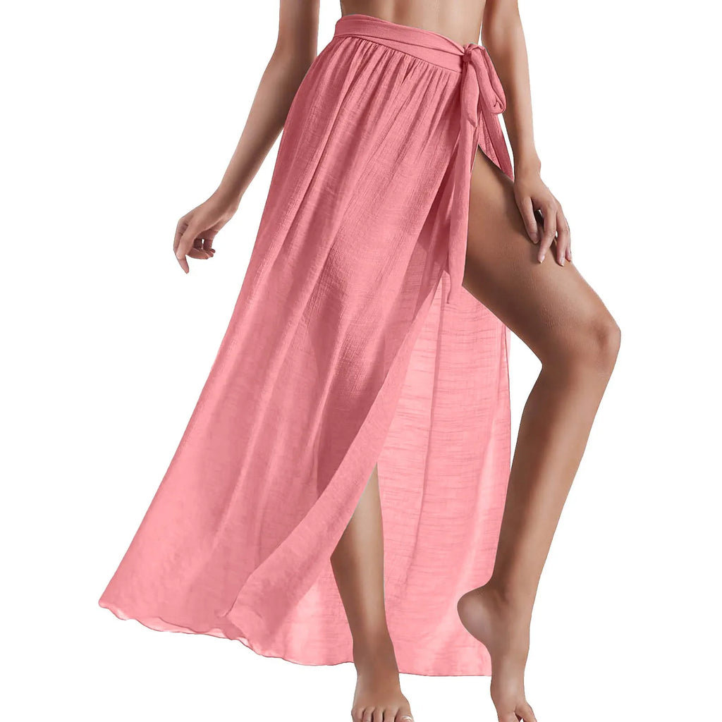 Long Sarong Beach Cover-Up - Lace-Up Wrap