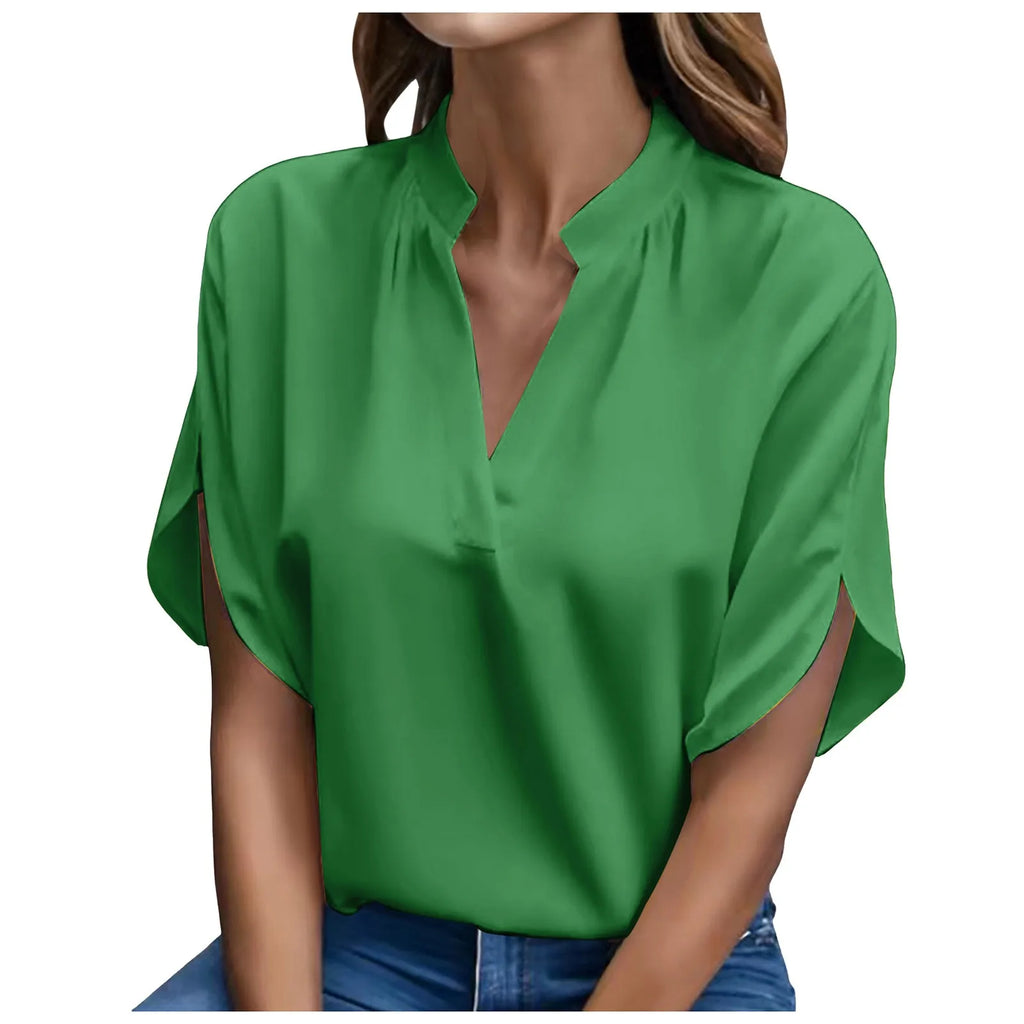 Elegant Chiffon Blouse - 3/4 Sleeve Button-Up Shirt for Women