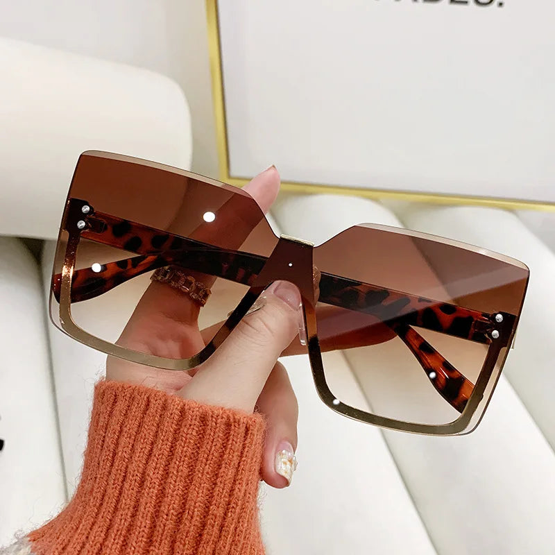 European & American Style Half-frame Metal Anti-UV Slip Sunglasses