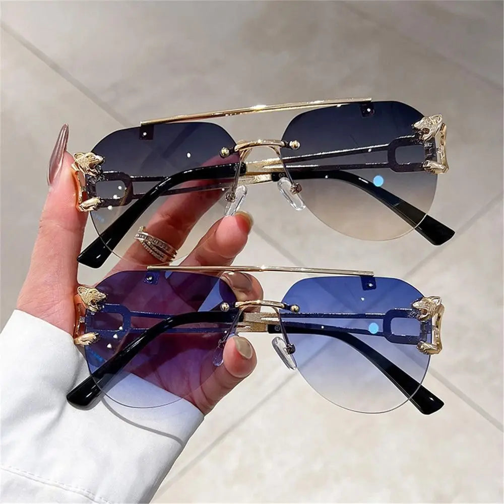 Cheetah Sun Glasses Shades Double Bridge Gradient UV400 Eyewear