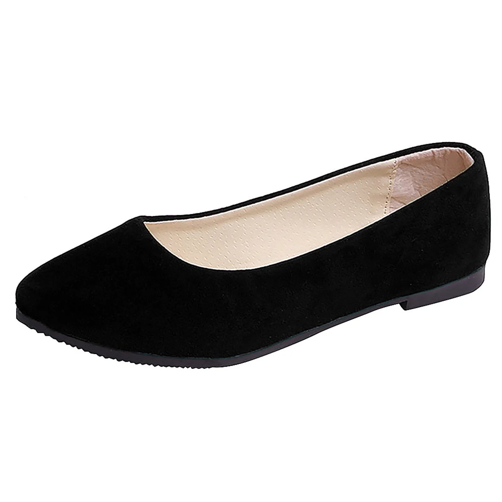 2025 Women Suede Square Flat Heel Shallow Female Shoes Spring Summer