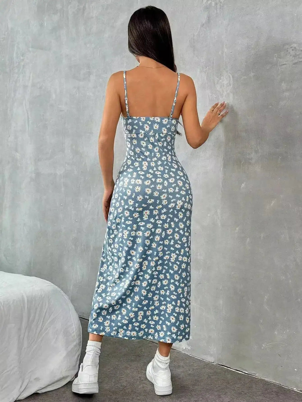 Sleeveless Halter Midi Dress