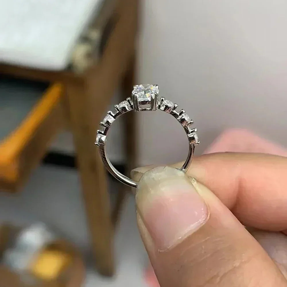 IGOTOS 1CT Oval Cut Moissanite Engagement Ring with Certificate Pass Diamond Test 925 Sterling Silver Wedding Bands Fine Jewelry