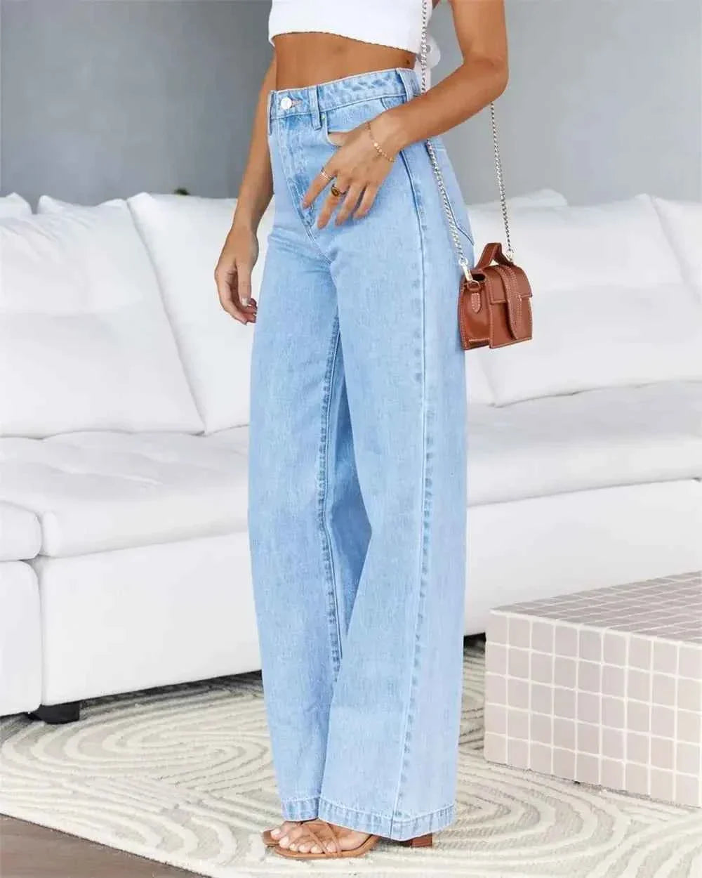 Women's High Waist Straight Leg Jeans