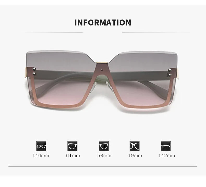 European & American Style Half-frame Metal Anti-UV Slip Sunglasses