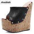 Aneikeh 2025 Summer Fashion Open Toe Sandals Platform Super High Heels