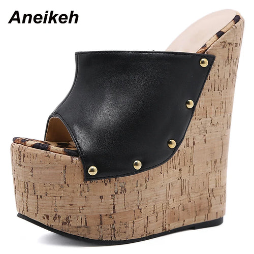 Aneikeh 2025 Summer Fashion Open Toe Sandals Platform Super High Heels