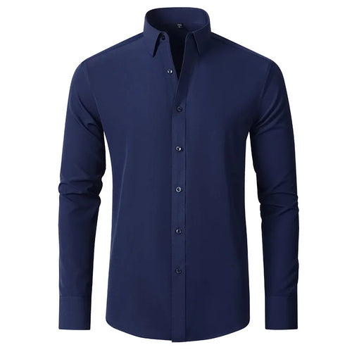 Plus Size 7XL 6XL High Elasticity Seamless Spandex Shirt Men Long
