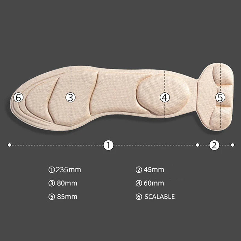 Memory Foam Insoles Women High-heel Shoes Insoles Anti-slip Cutable Insole Comfort Breathable Heel Protection Massage Shoe Pads