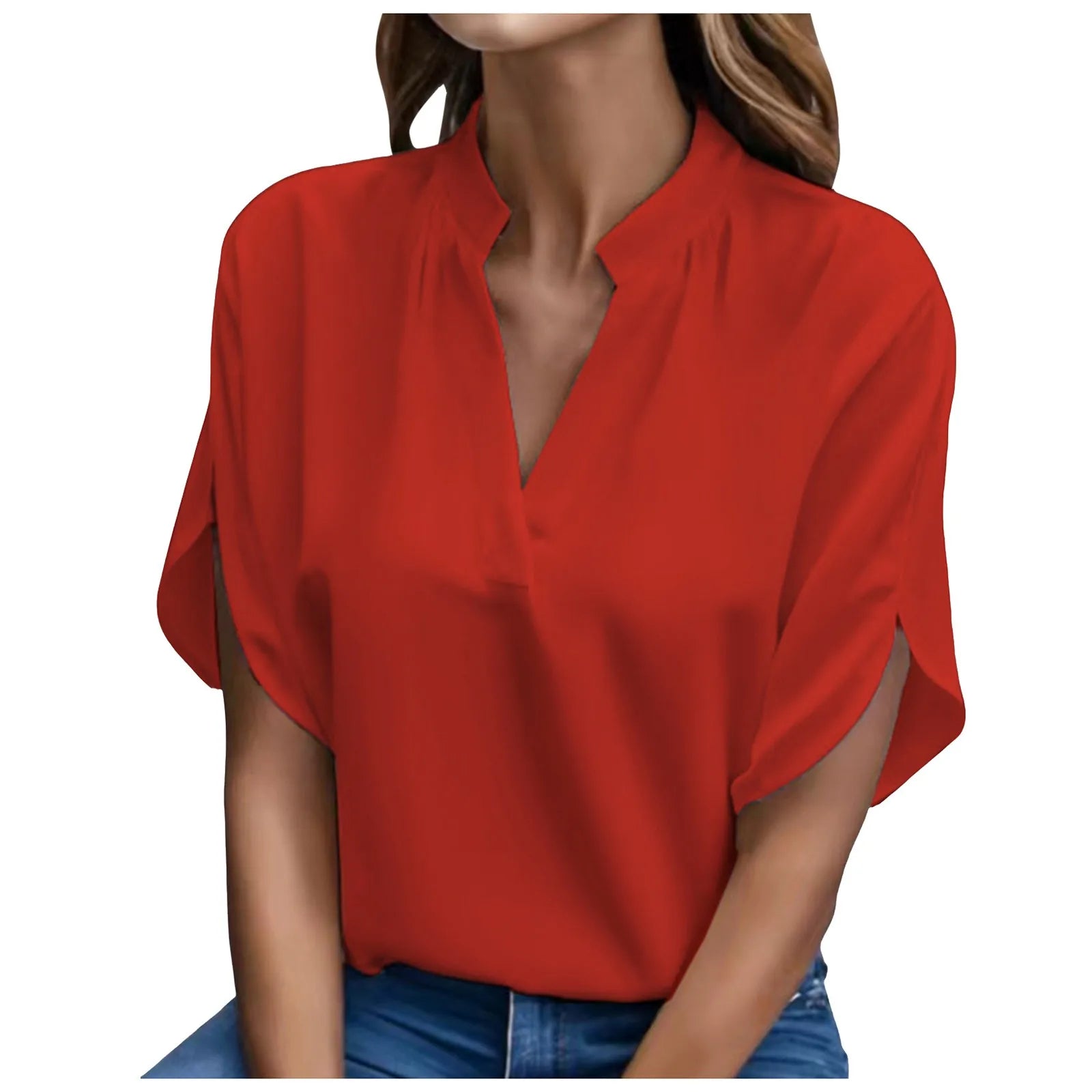 Elegant Chiffon Blouse - 3/4 Sleeve Button-Up Shirt for Women