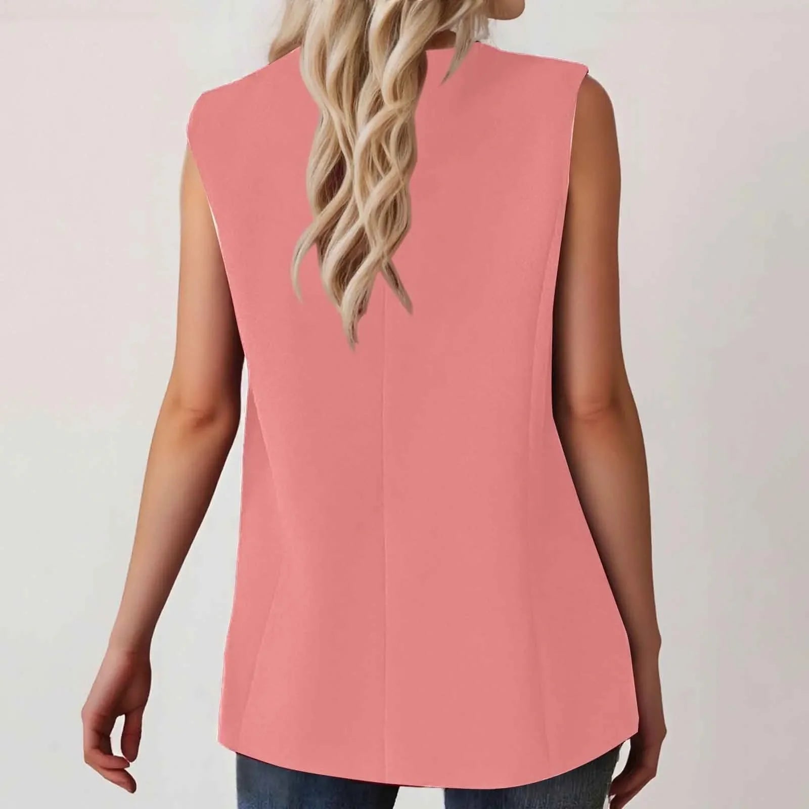 Sleeveless Single Button Slim Fit Blazer Vest