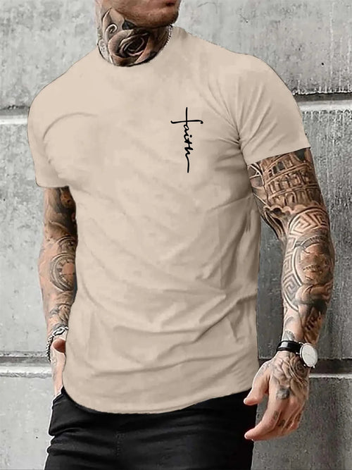 Summer men's 100% pure cotton casual loose fit plus size cross faith