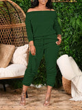 Plus Size 2025 Spring Summer New Women's Slant Shoulder Top and Skinny