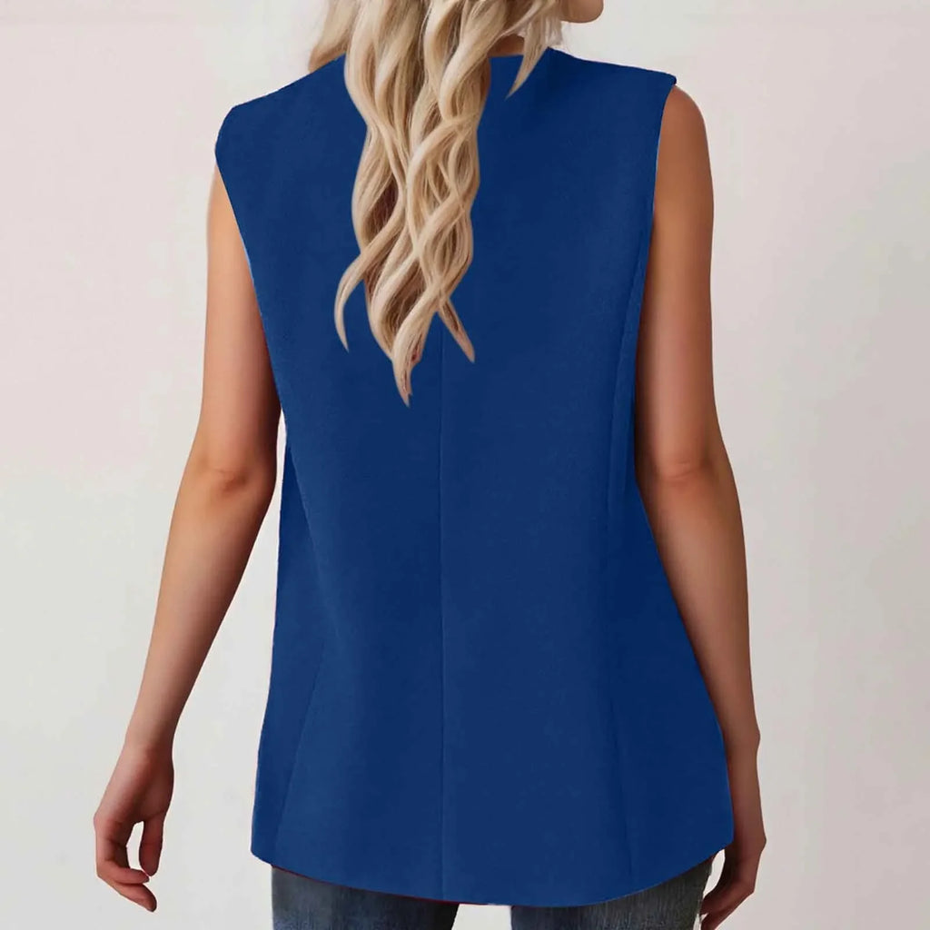 Sleeveless Single Button Slim Fit Blazer Vest