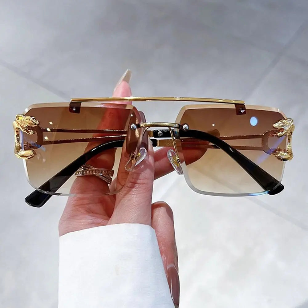 Cheetah Sun Glasses Shades Double Bridge Gradient UV400 Eyewear