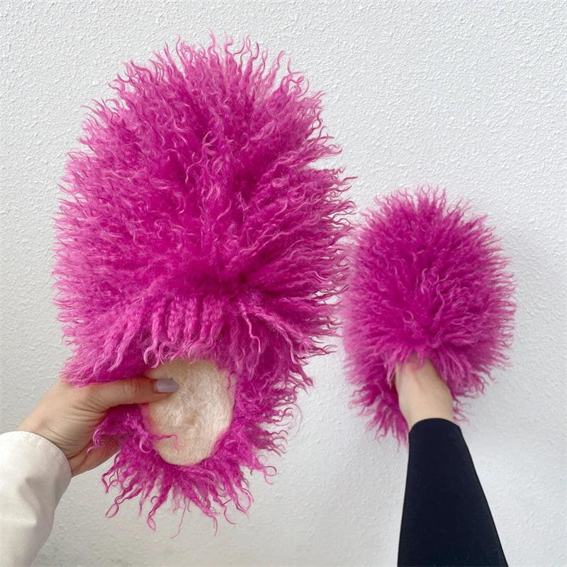 Fluffy Faux Fur Slides