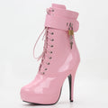 Sexy single boots Lace-Up 15cm High Thin heel 4CM platform ankle short