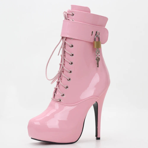 Sexy single boots Lace-Up 15cm High Thin heel 4CM platform ankle short