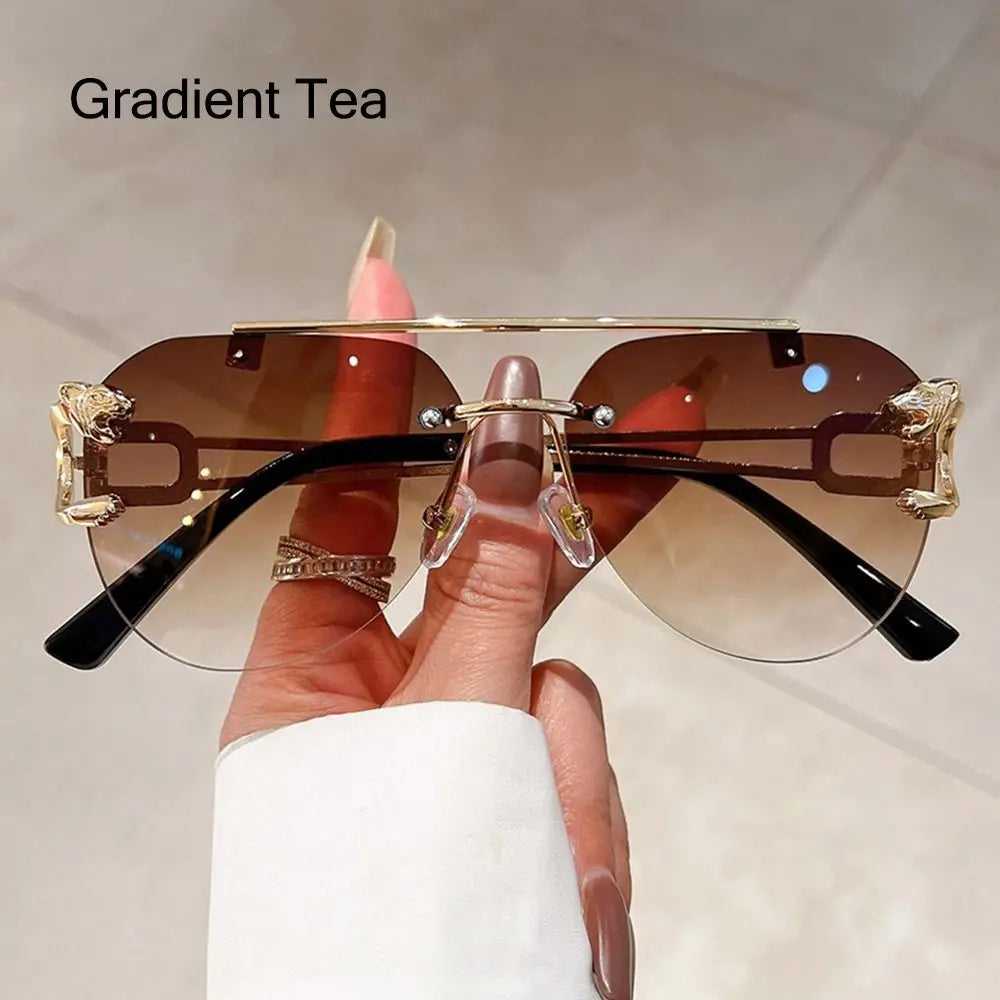 Cheetah Sun Glasses Shades Double Bridge Gradient UV400 Eyewear