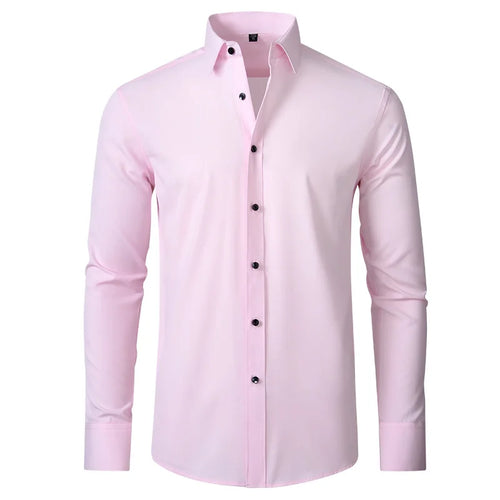 Plus Size 7XL 6XL High Elasticity Seamless Spandex Shirt Men Long