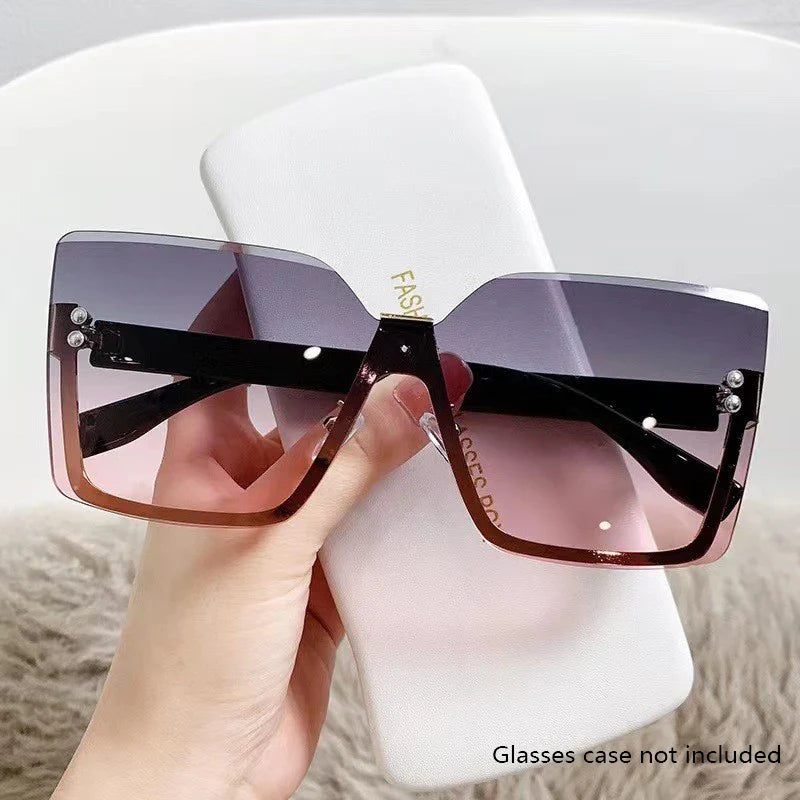 European & American Style Half-frame Metal Anti-UV Slip Sunglasses