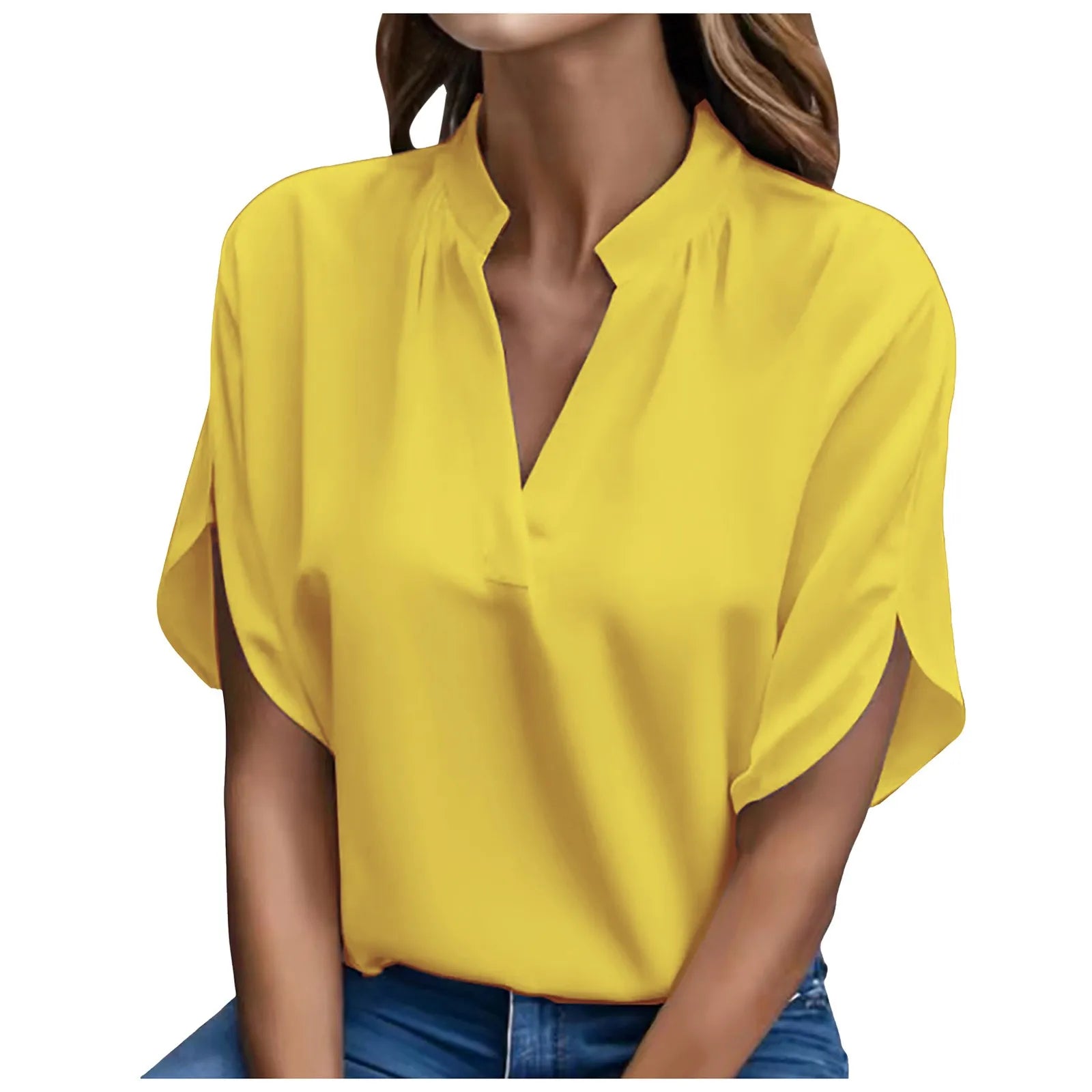 Elegant Chiffon Blouse - 3/4 Sleeve Button-Up Shirt for Women