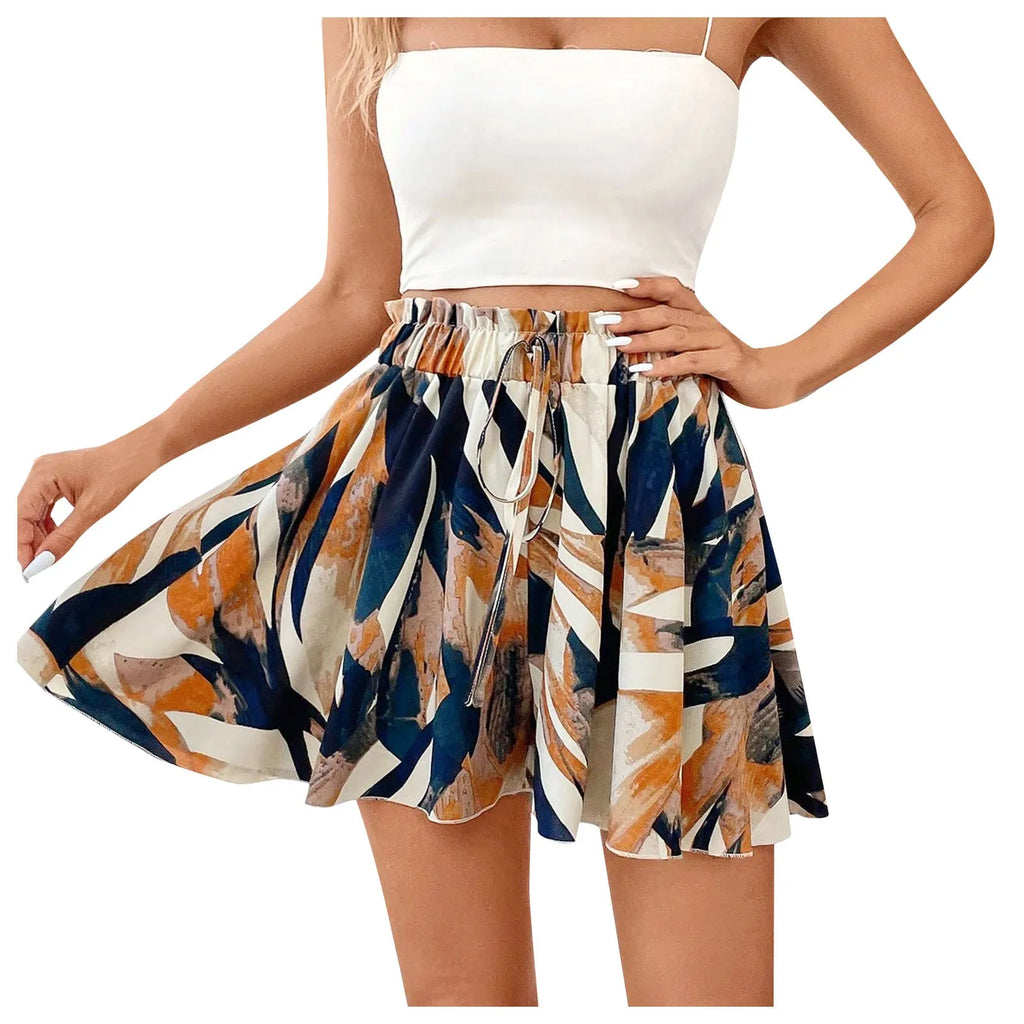 Floral Bohemian Wide Leg Shorts - Ruffle Hem
