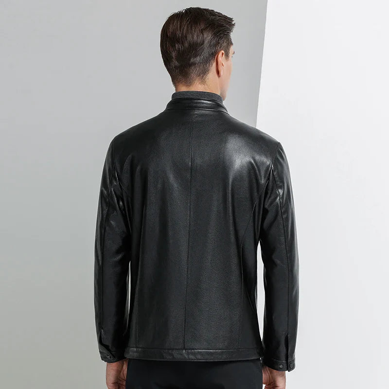 Men's Business Casual Natural Sheep Thin Leather Jacket