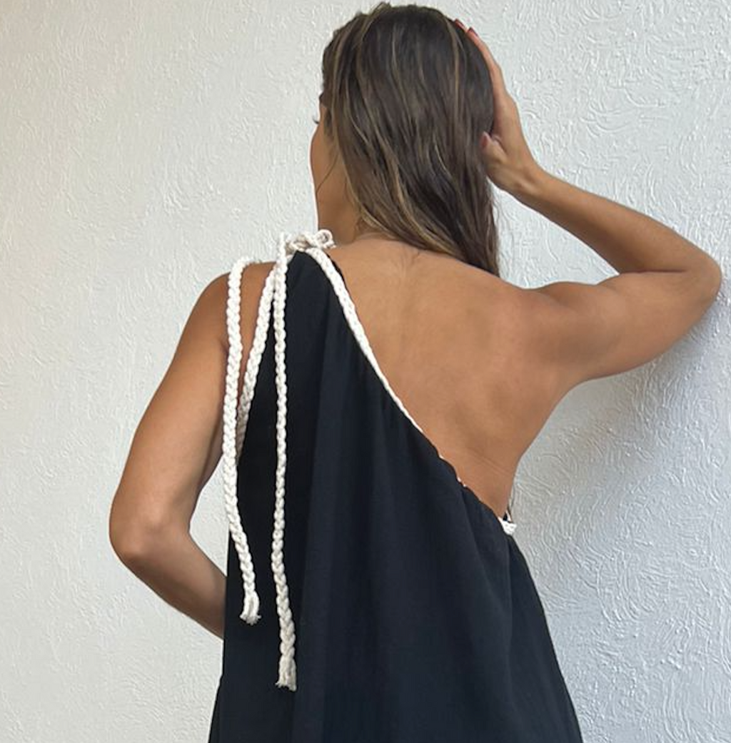 Handmade Boho One-Shoulder Maxi Beach Dress "GRECIA", by ALLE BOHO