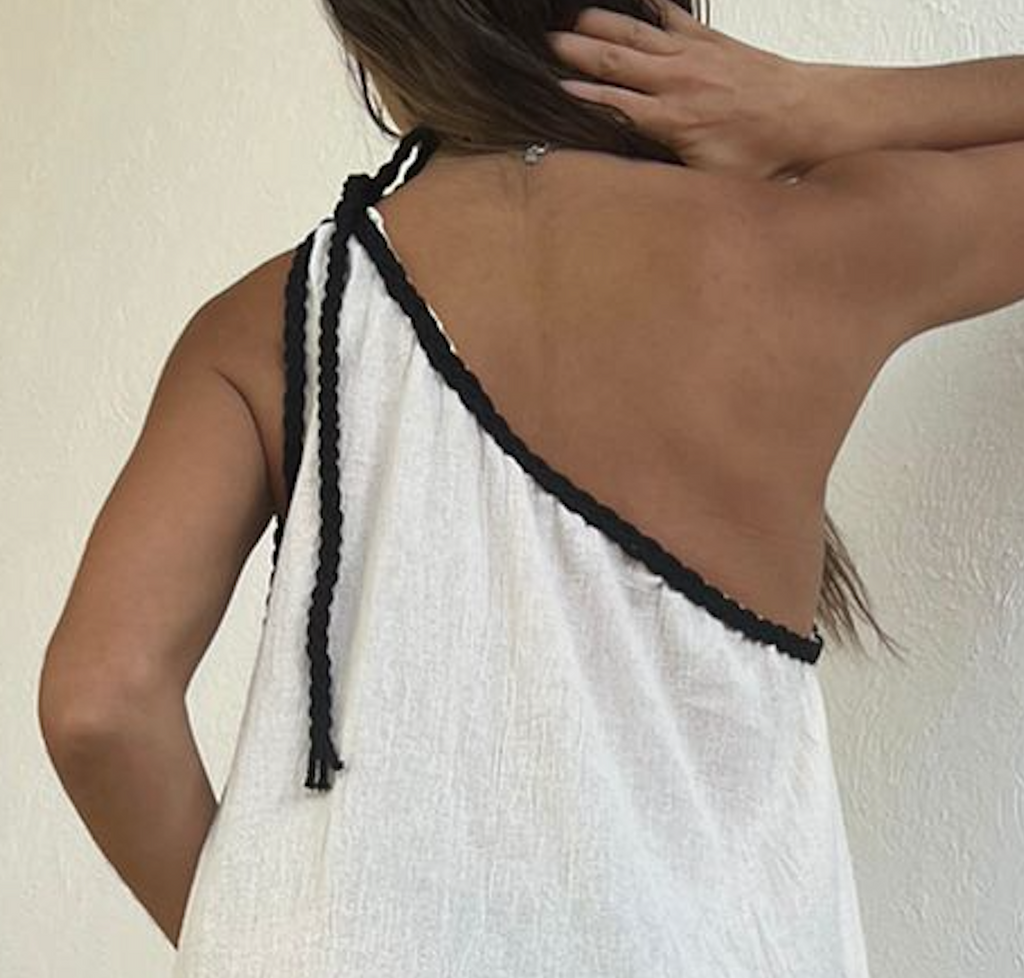 Handmade Boho One-Shoulder Maxi Beach Dress "GRECIA", by ALLE BOHO