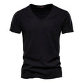 100% Cotton Men T Shirt Tops V Neck Thin Short Sleeve Tees Men Size S-5XL