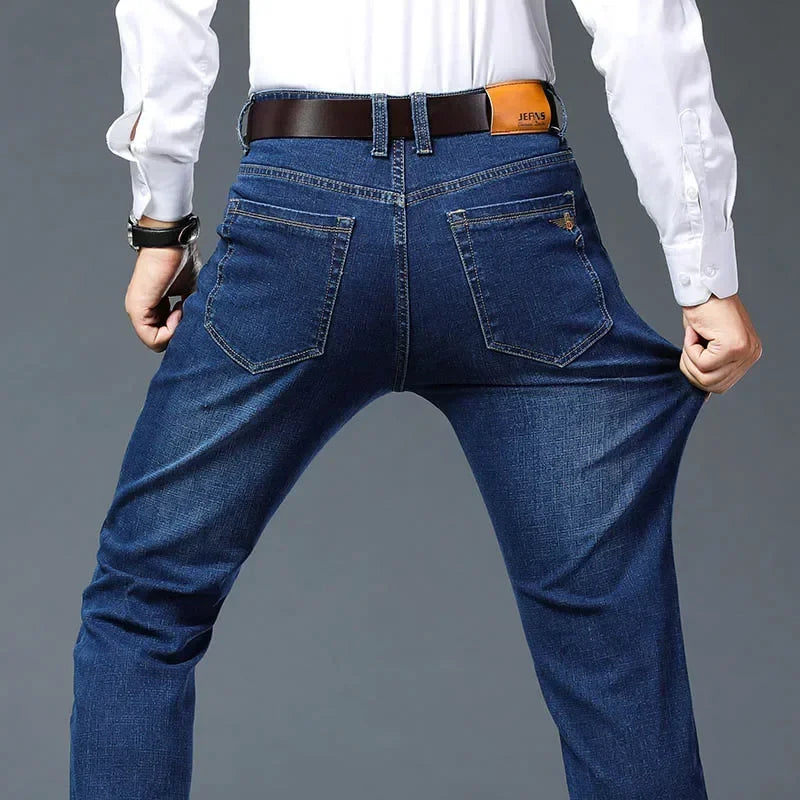 Plus Size 42 44 46 Spring Autumn Men's Fashion Casual Jeans Black Blue