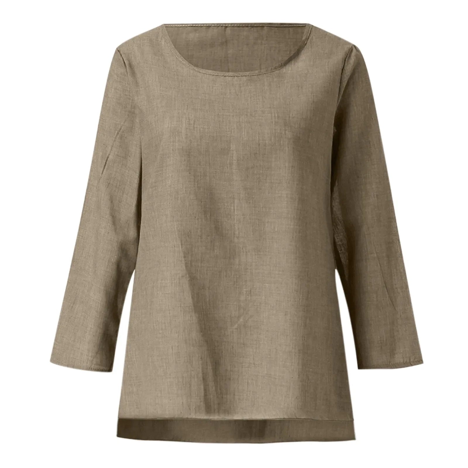 Vintage Cotton Linen Blouse - Casual Long Sleeve Shirt