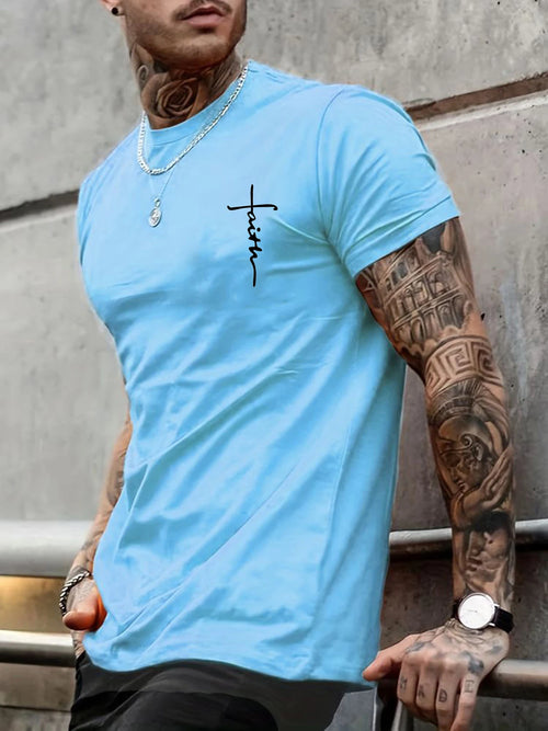 Summer men's 100% pure cotton casual loose fit plus size cross faith