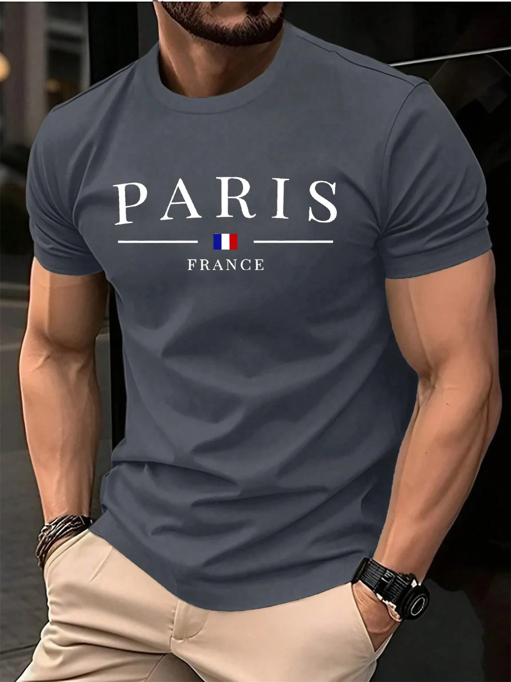 Summer men's 100% pure cotton casual loose plus size Paris French